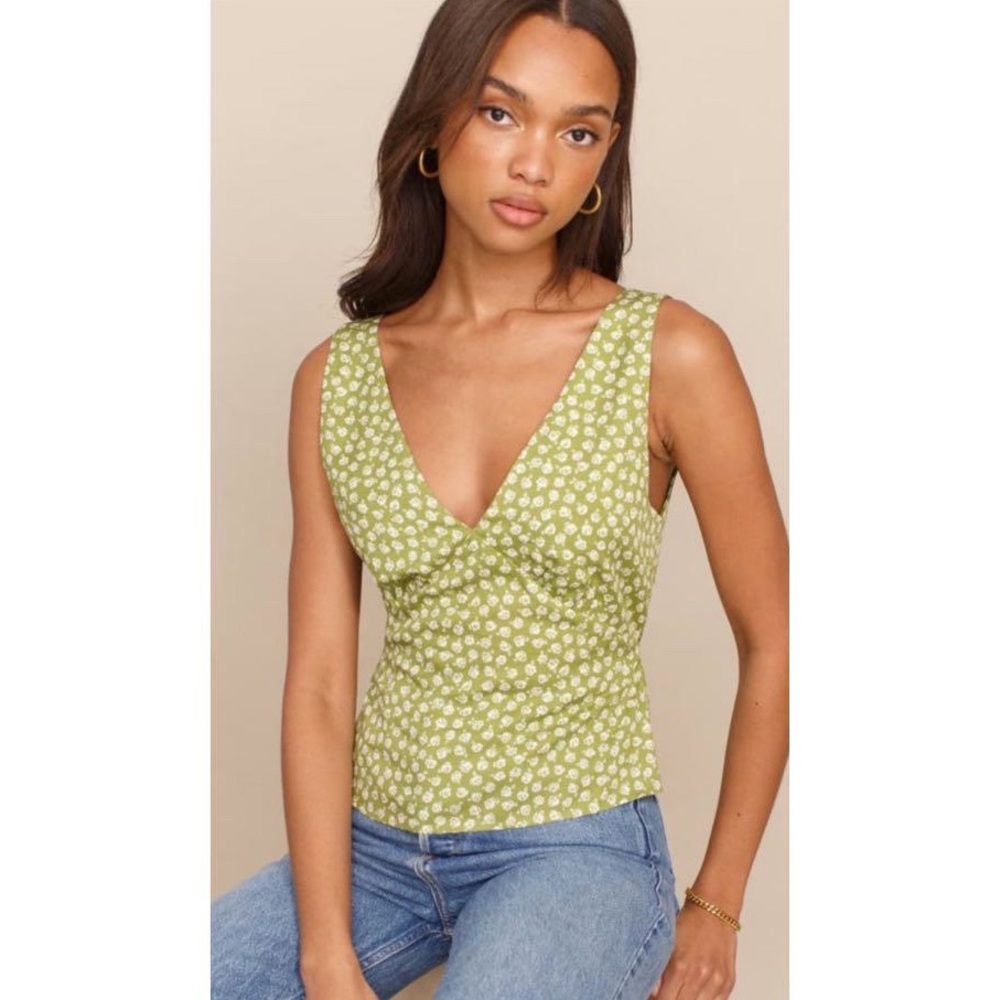 Reformation Vireo Top in Jessie Green Floral